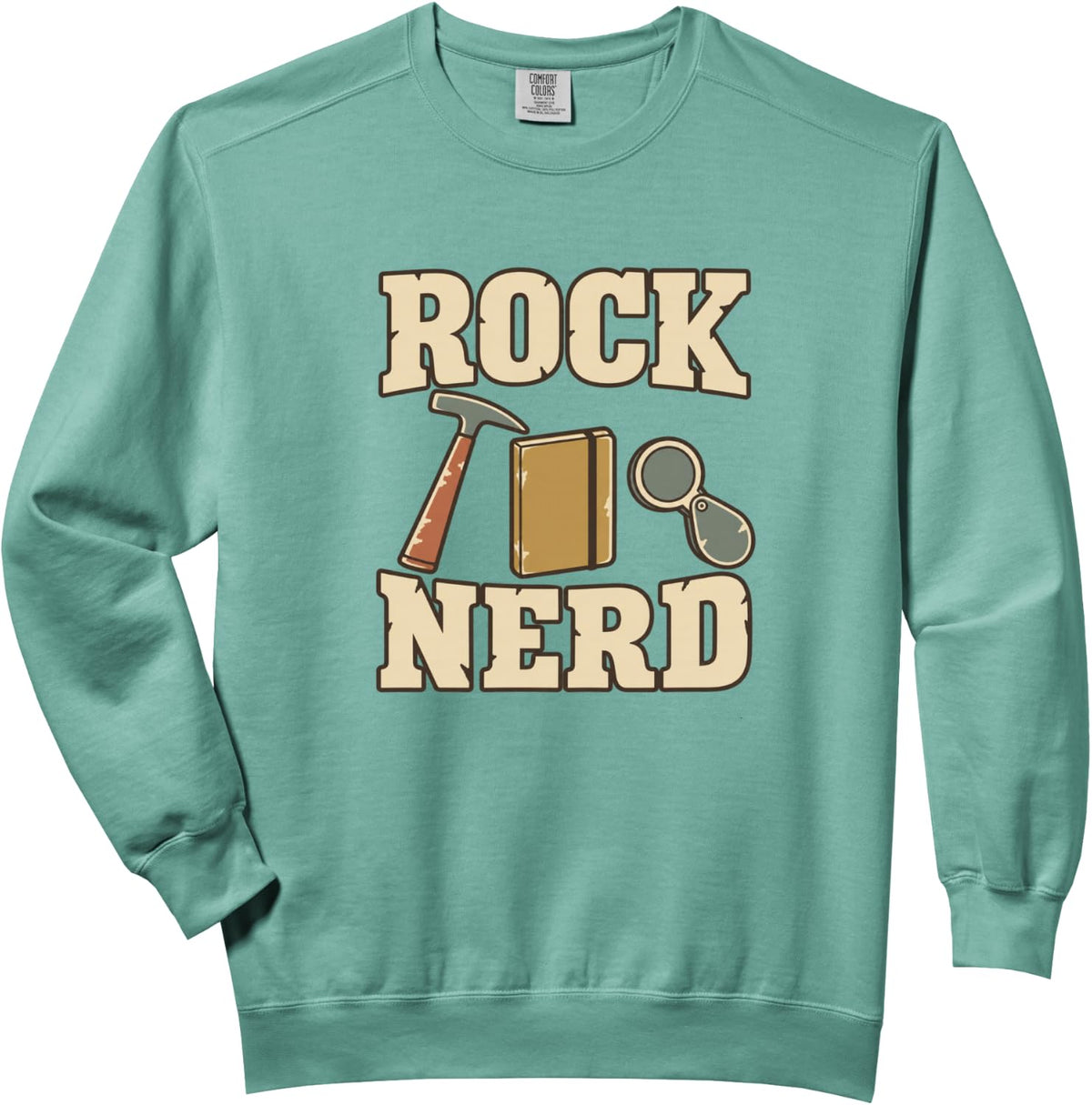 Rock Nerd Geology Field Tools Illustration Comfort Colors Adult Sweatshirt - Adult Unisex Light Green