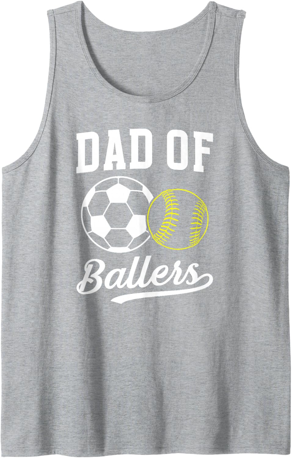 Men's Dad of Ballers Proud Softball Soccer Dad Sleeveless Tank Top - Heather Grey