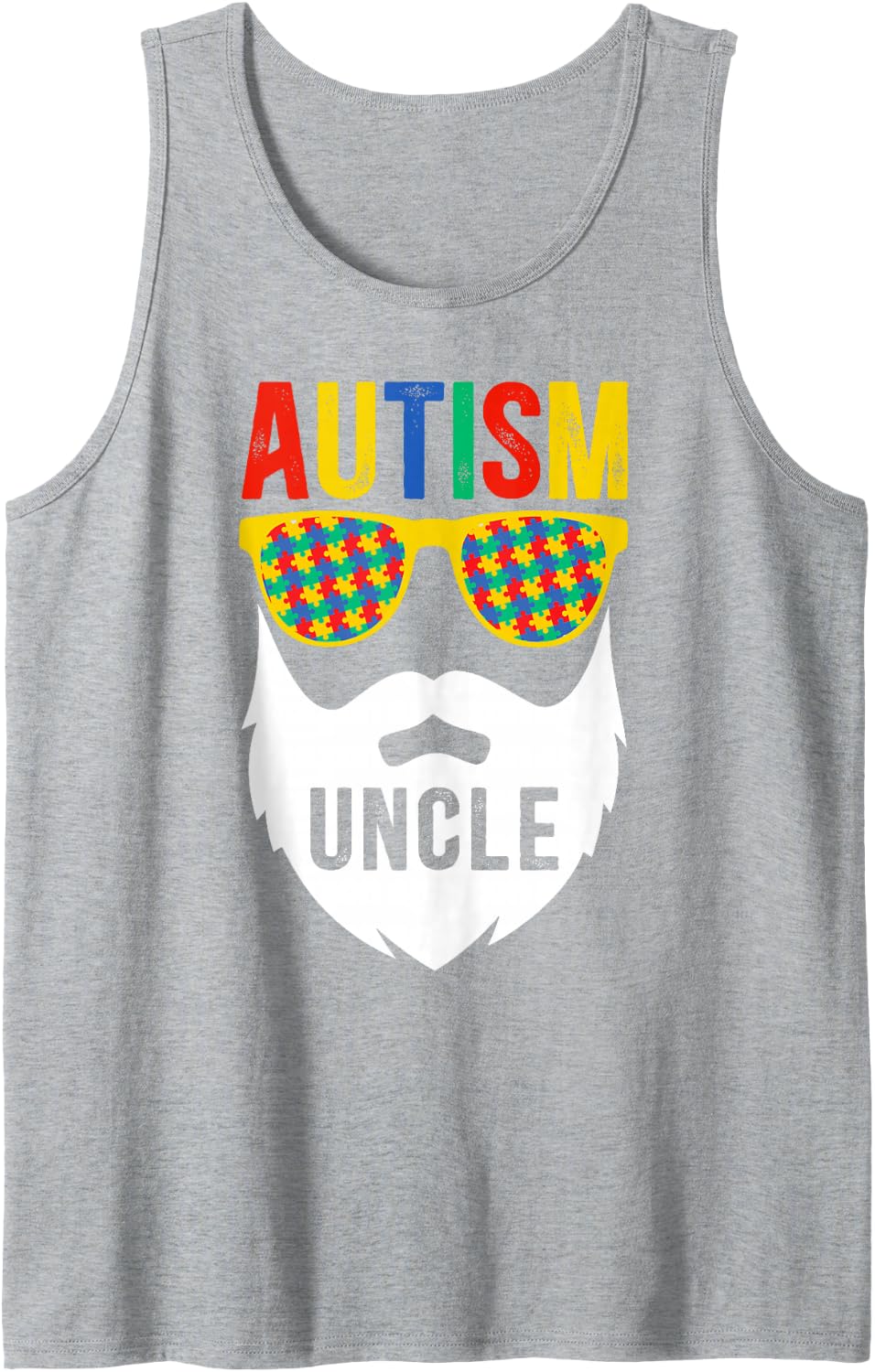 Men's Autism Uncle Autism Awareness Autism Warrior Uncle Sleeveless Tank Top - Heather Grey