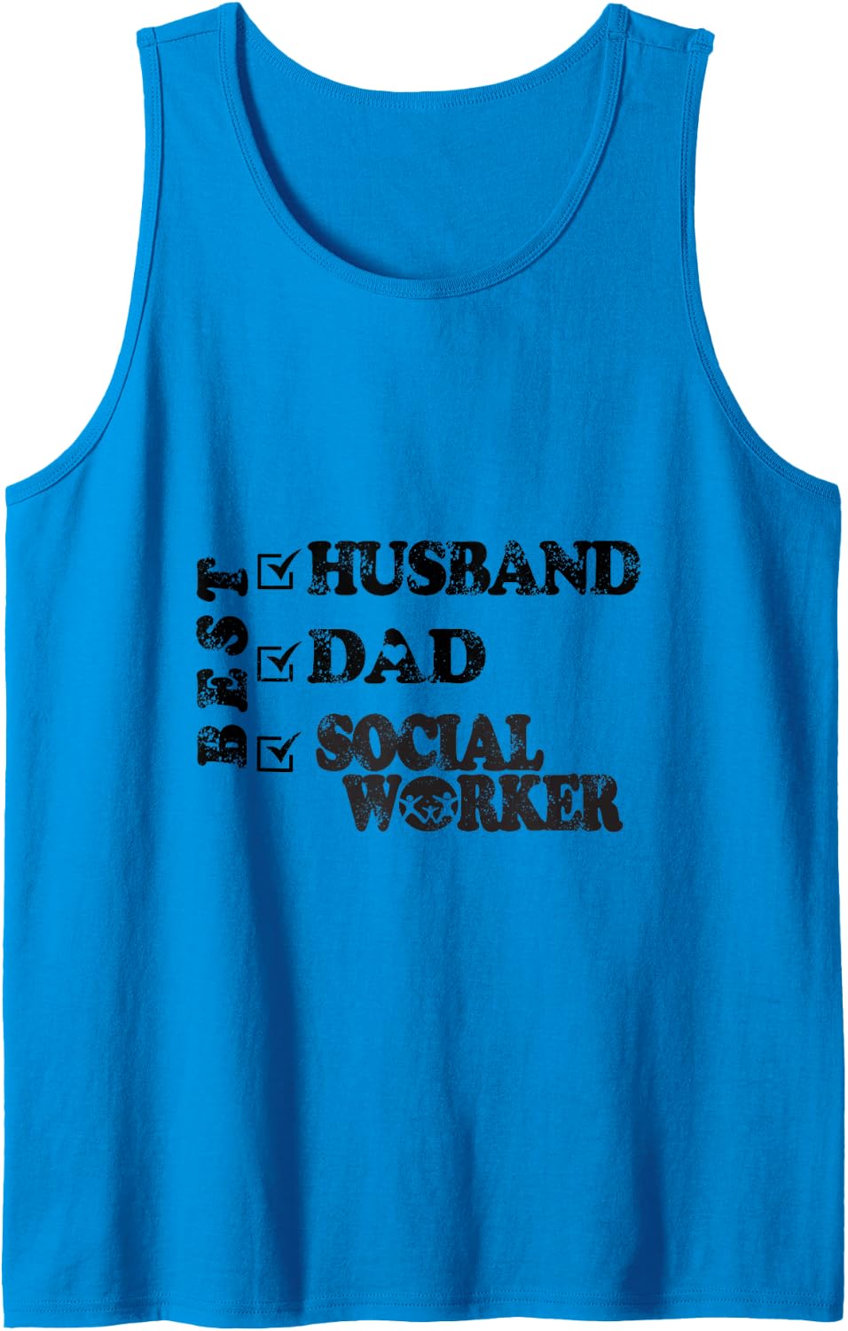 Best Husband Dad Social Worker Sleeveless Tank Top - Sapphire Blue