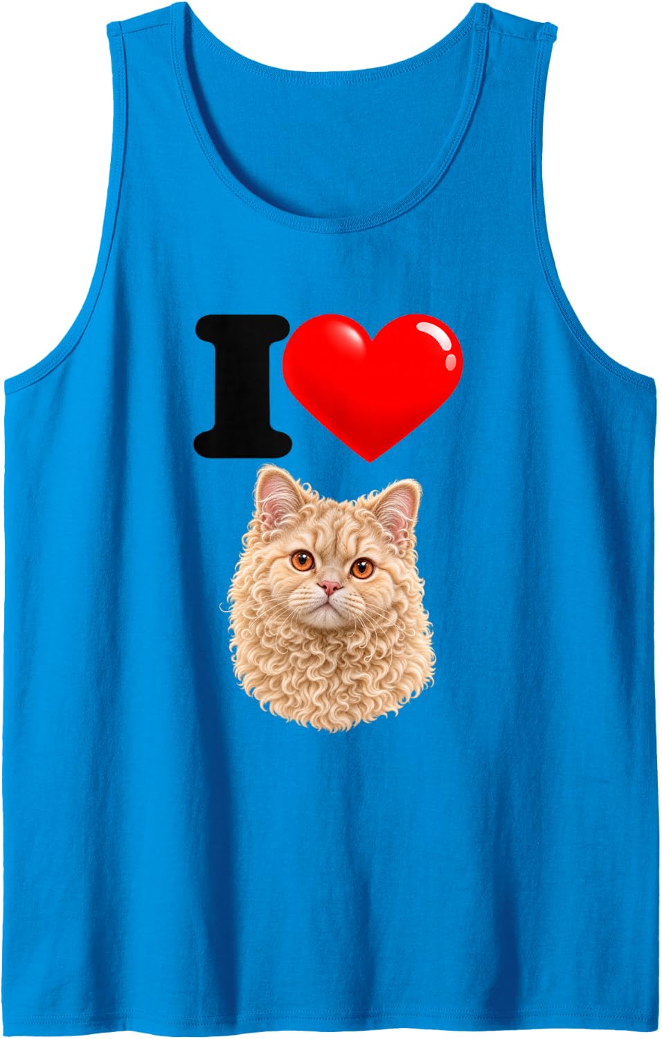 I Love Selkirk Rex Cute Cat Mom Dad Sleeveless Tank Top - Sapphire Blue