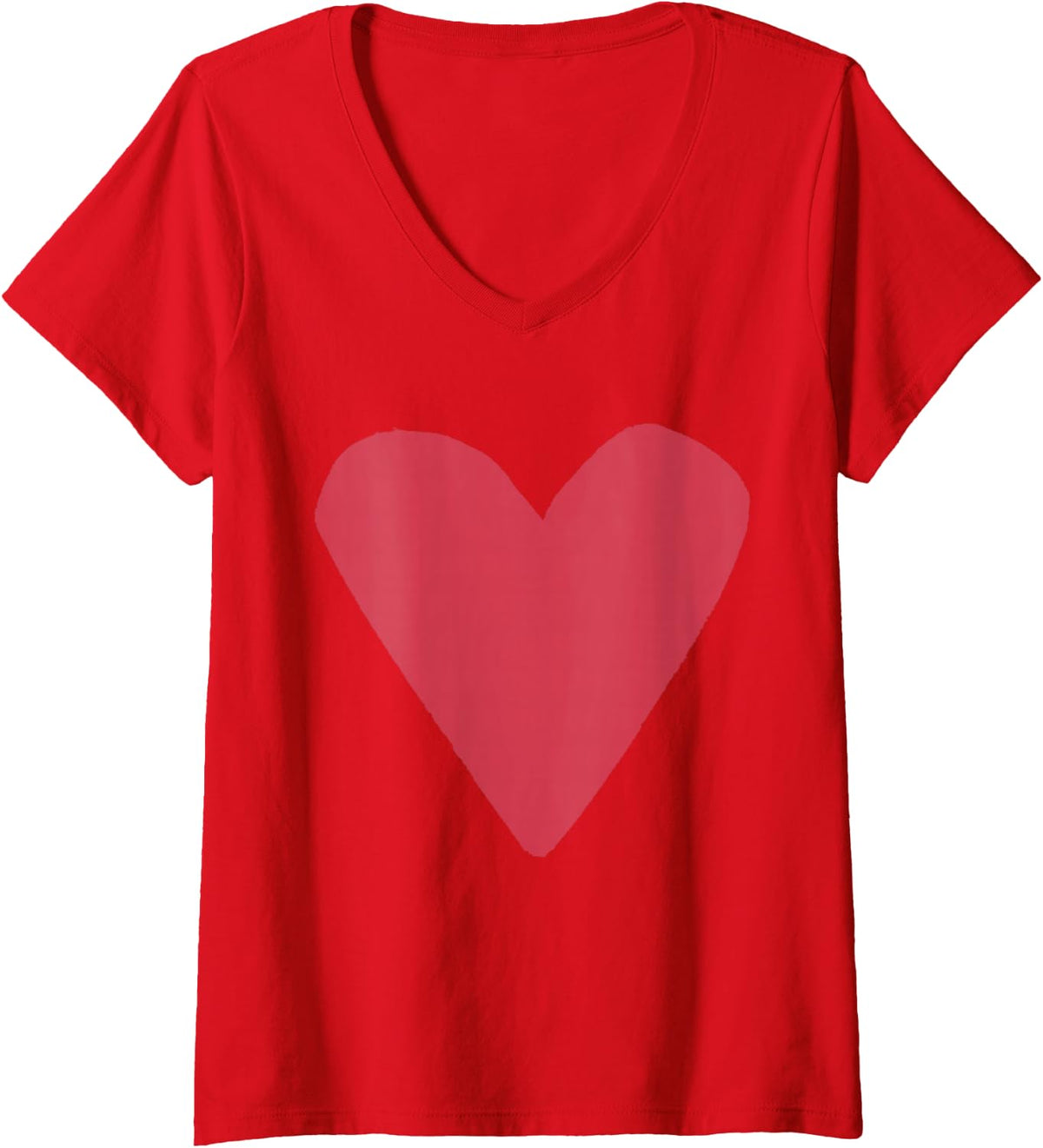 Women's Red Heart Dark Red V-Neck T-Shirt - Red