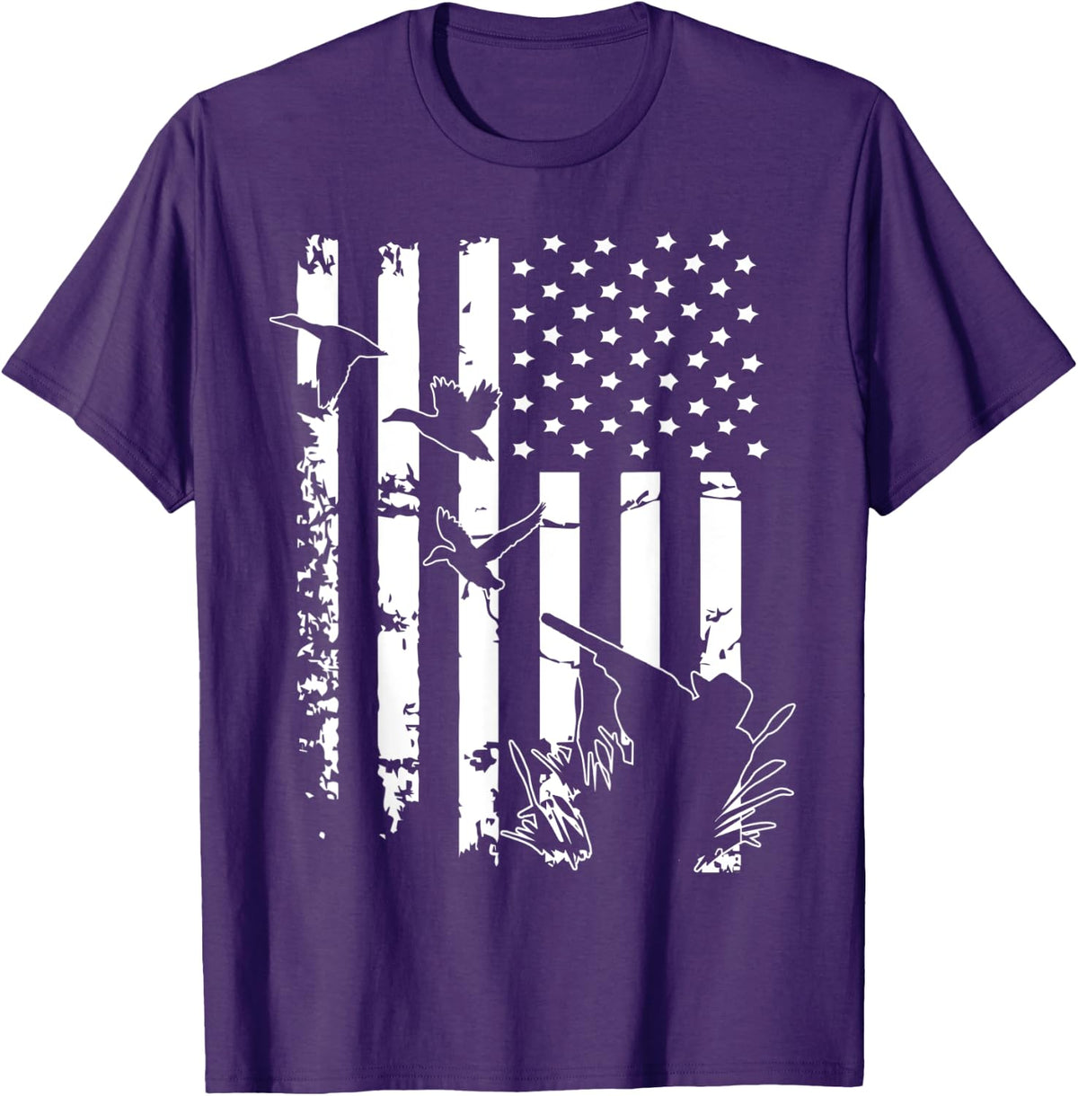 Duck Hunting American Flag Hunters T-Shirt - Purple