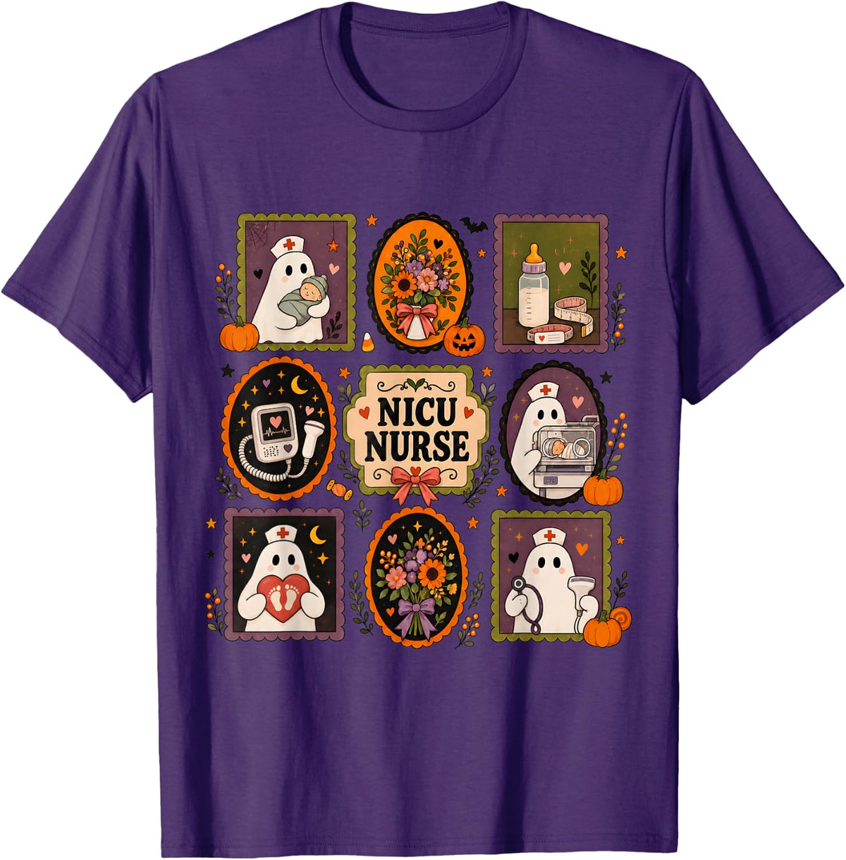 Love NICU Halloween Neonatal Intensive Care Unit Fall T-Shirt - Purple