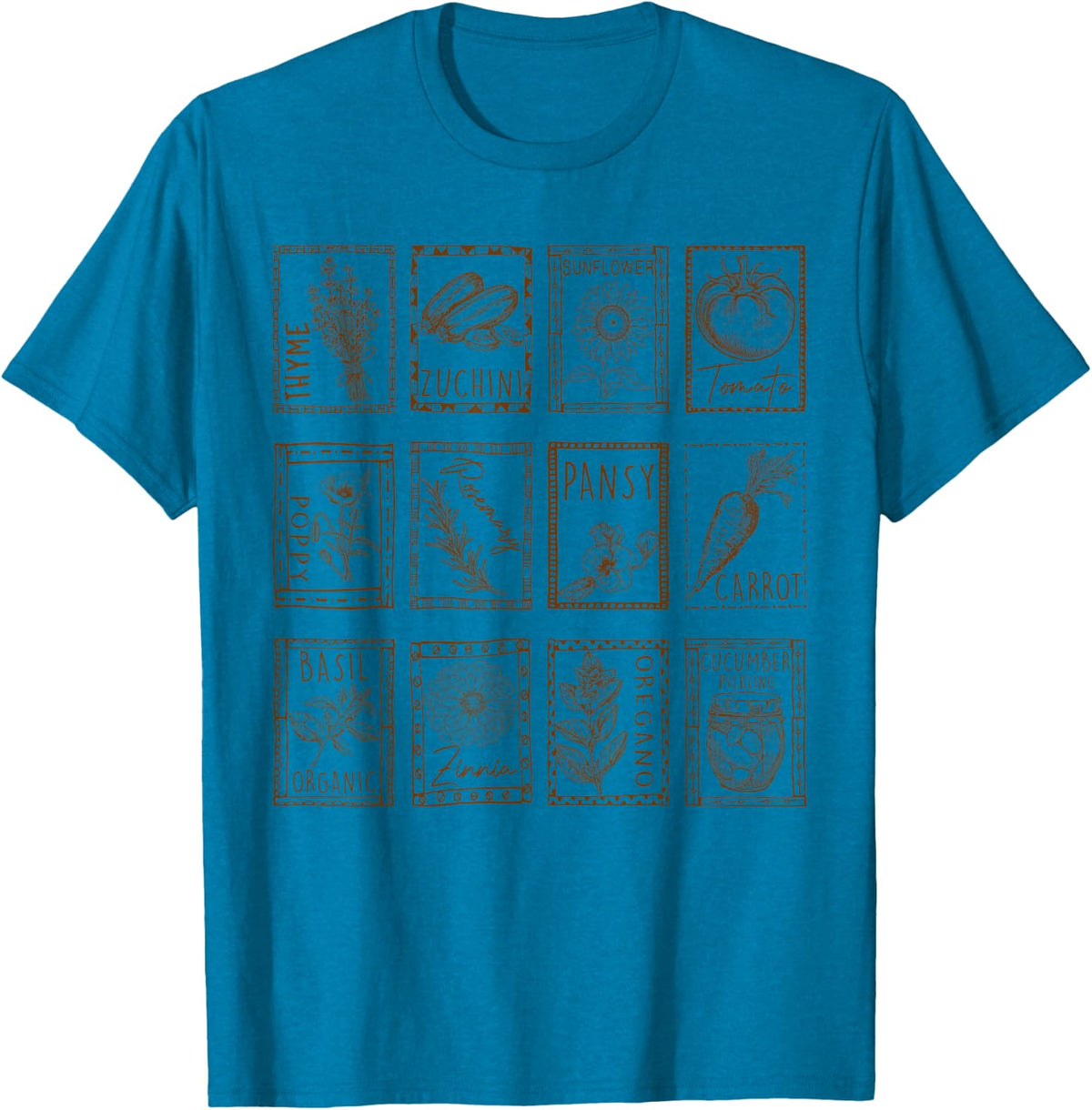 Homestead Gardening Planting Plant Lady Garden Seed Packet T-Shirt - Sapphire Blue