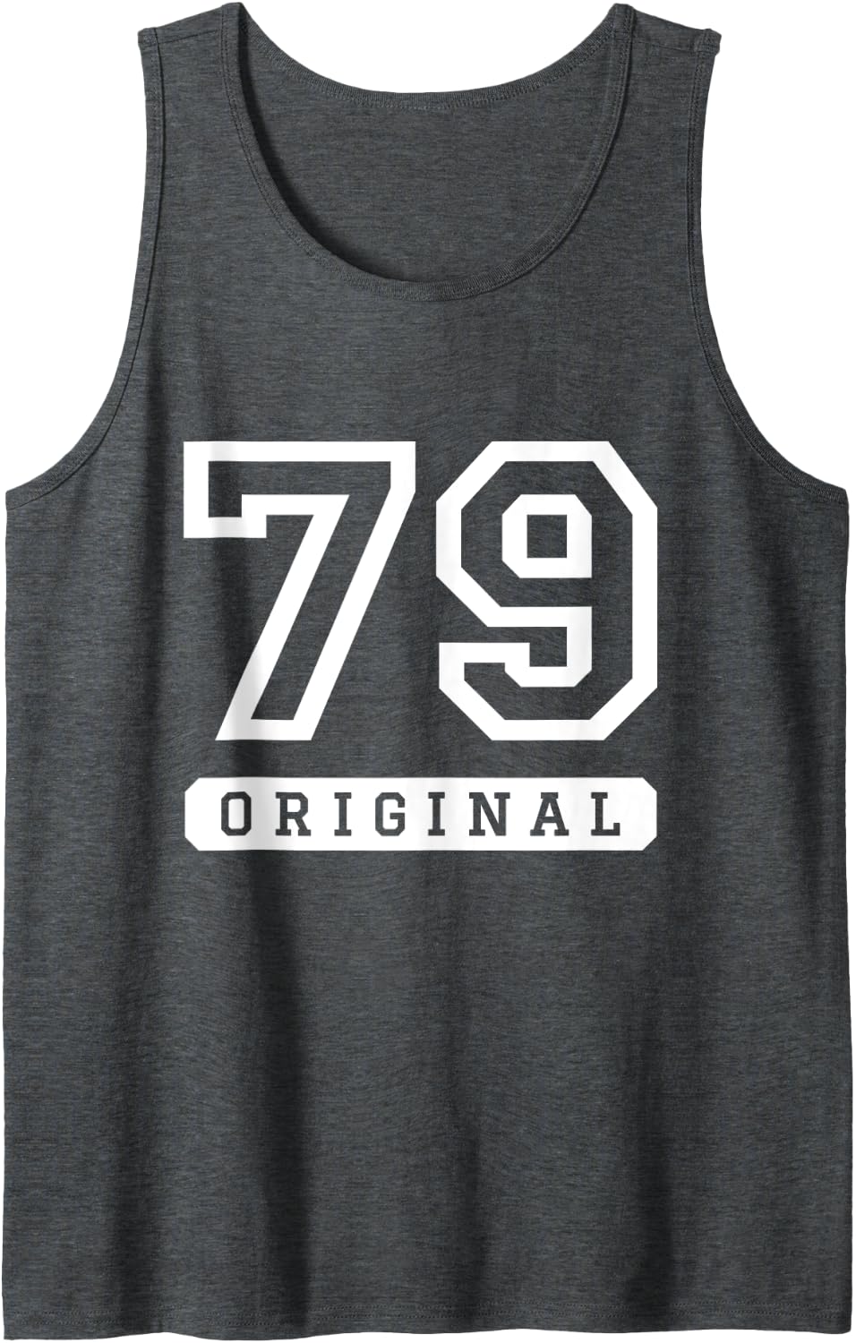 Number 79 Varsity Sports Team Birthday Age Year Tank Top - Dark Heather Grey
