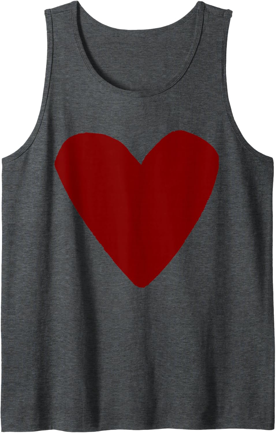 Love Heart Shape Maroon Sleeveless Tank Top - Dark Heather Grey