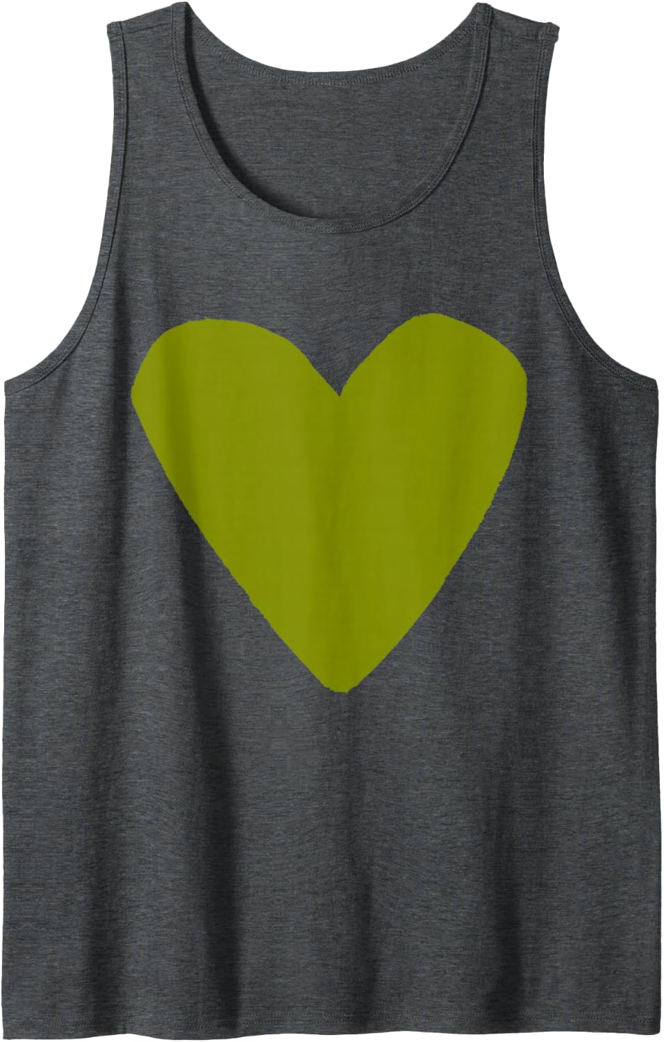 Love Heart Shape Olive Sleeveless Tank Top - Dark Heather Grey