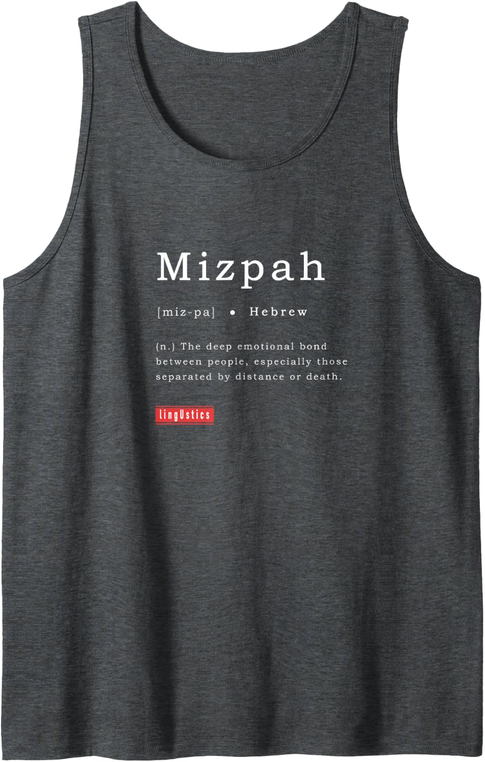 Mizpah Term Definition Meaning Education | Regular Fit Sleeveless Tank Top - Dark Heather Grey