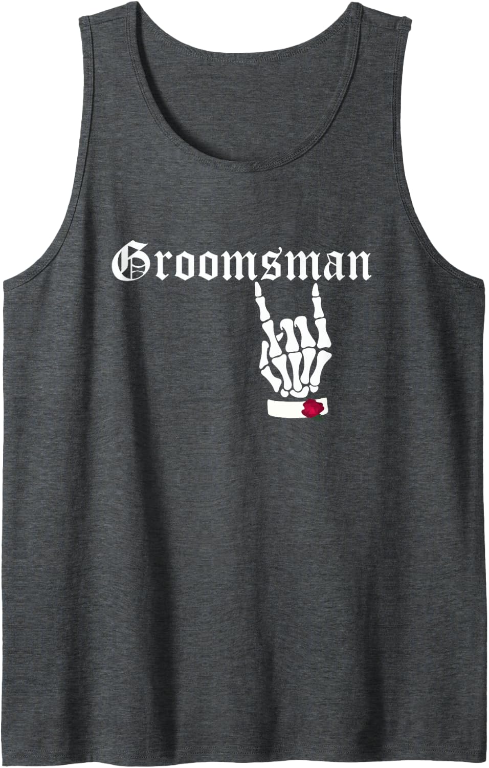 Groomsman Skull Roses Gothic Goth Bride Wedding Tank Top - Dark Heather Grey