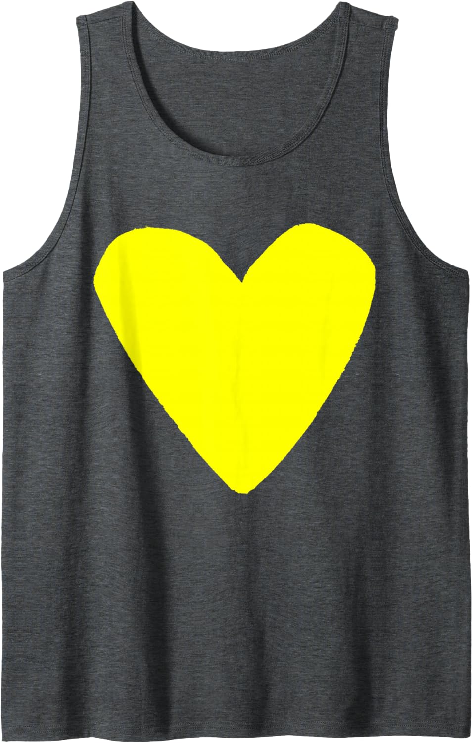 Love Heart Shape Yellow Sleeveless Tank Top - Dark Heather Grey