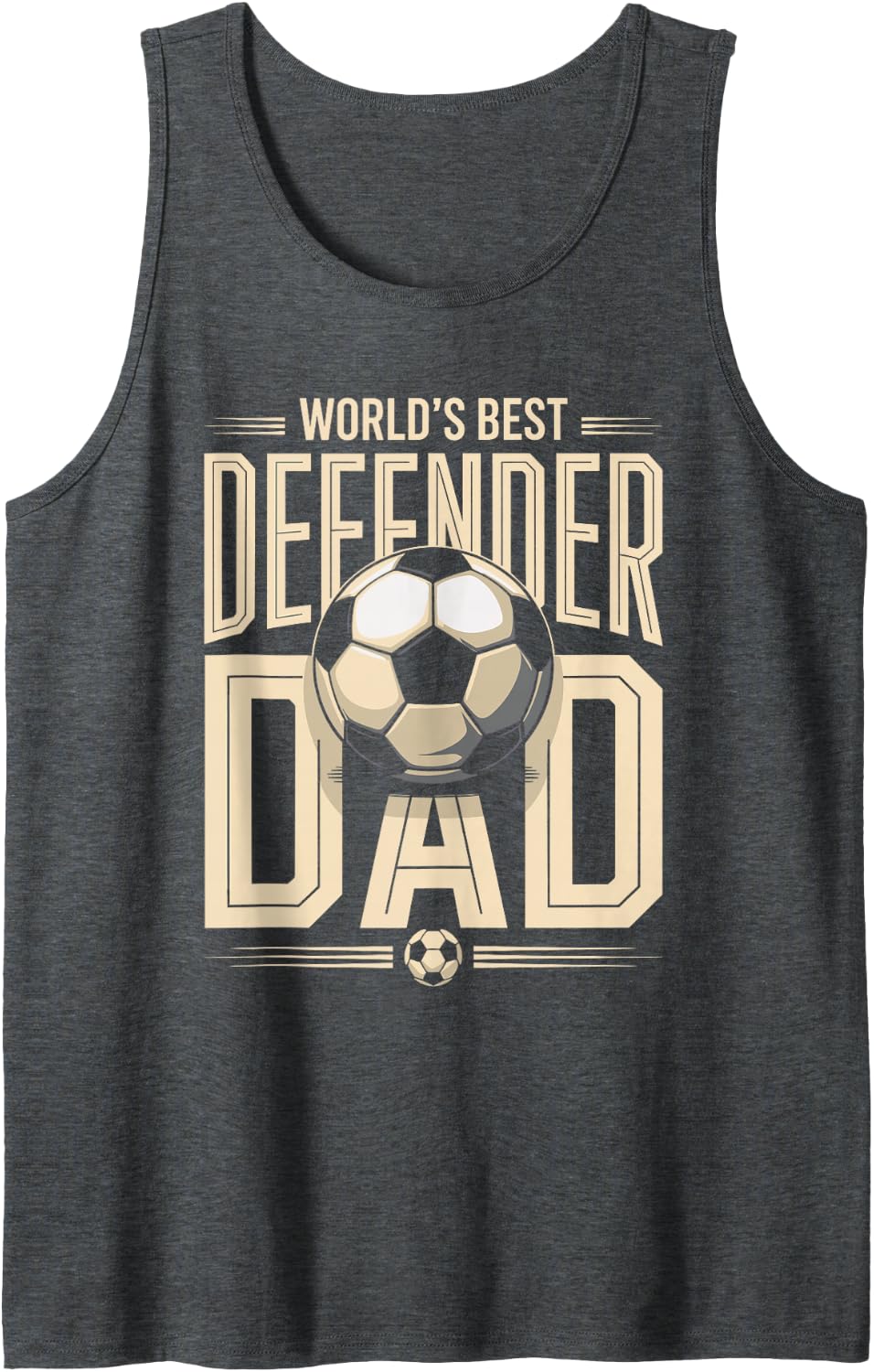 Men's World's Best Defender Dad Soccer Sleeveless Tank Top - Dark Heather Grey