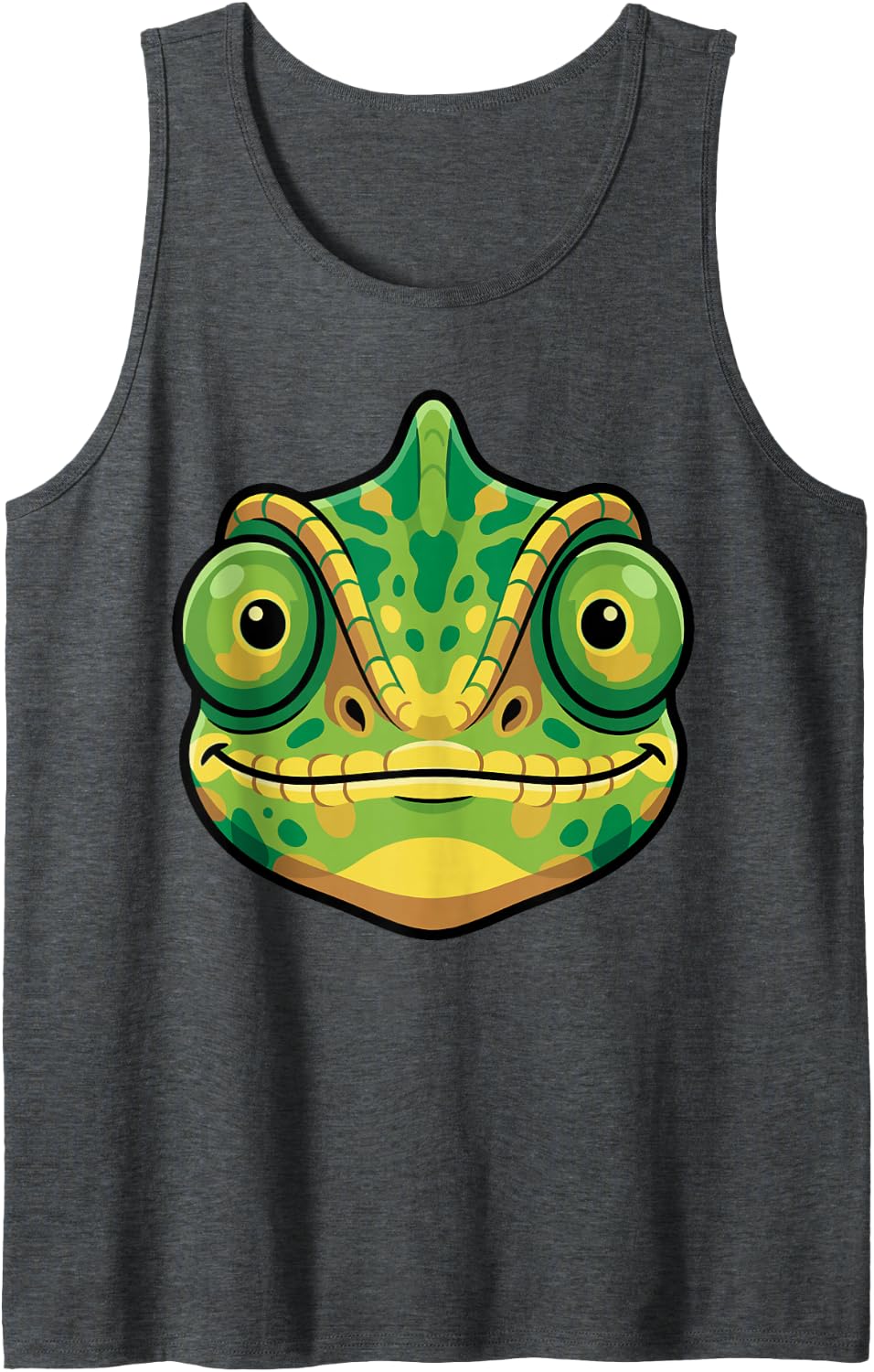 Chameleon Face Cute Kawaii Reptile Costume Cartoon Tank Top - Dark Heather Grey
