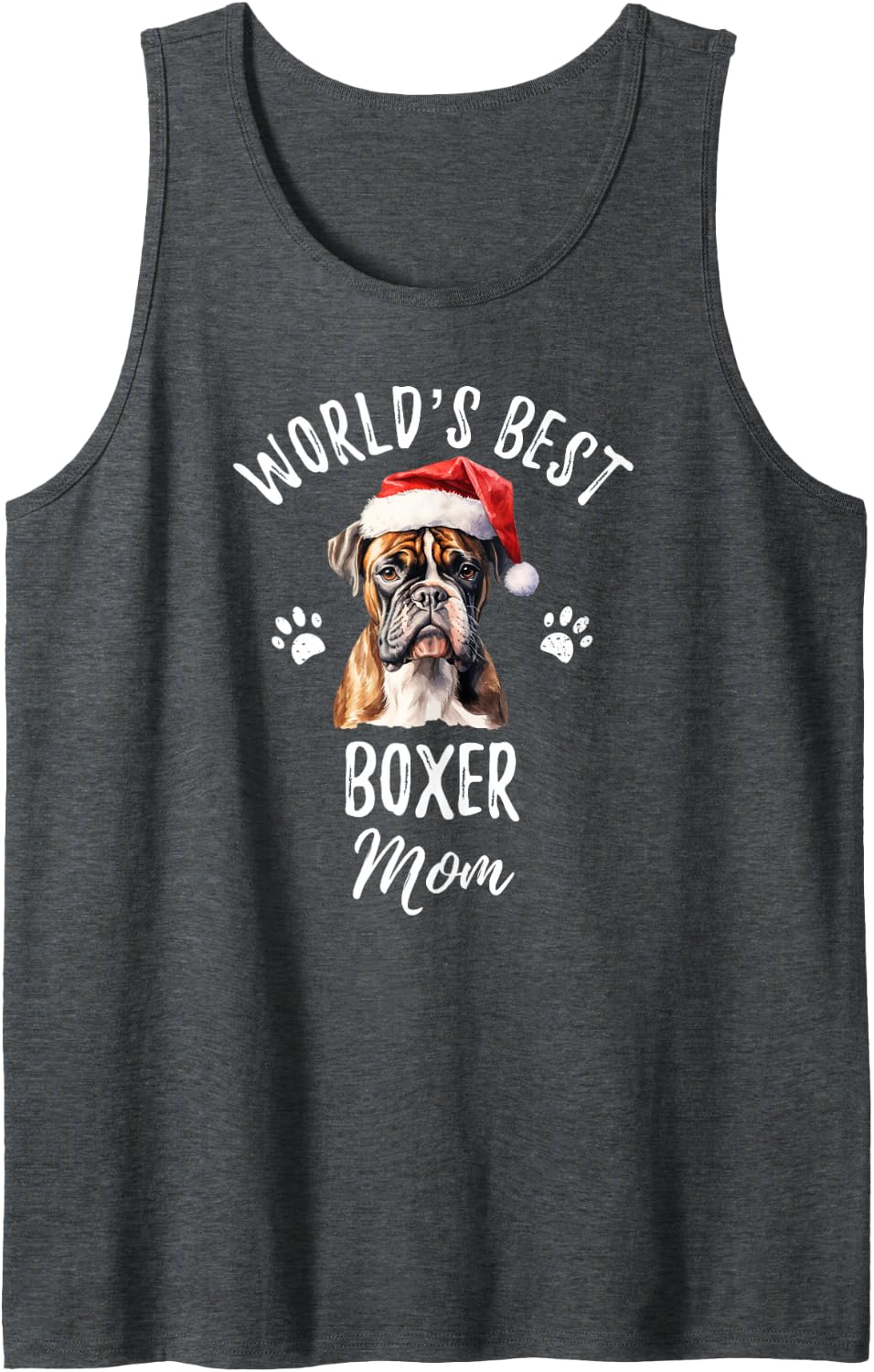 Xmas Best Boxer Mom Funny Santa Boxer Dog Mom Boxer Lovers Sleeveless Tank Top - Dark Heather Grey