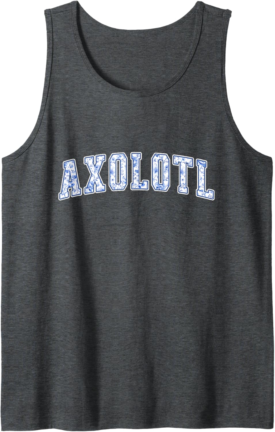 Axolotl Blue Floral Varsity Letters Axolotl Lover Kids Sleeveless Tank Top - Dark Heather Grey