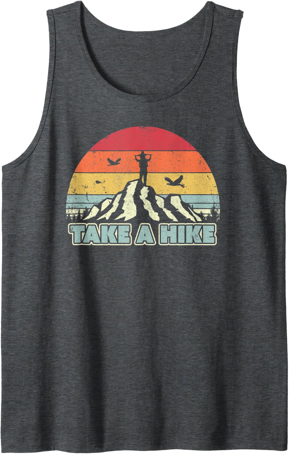 Take A Hike, Retro Outdoors, Camping Tank Top - Dark Heather Grey