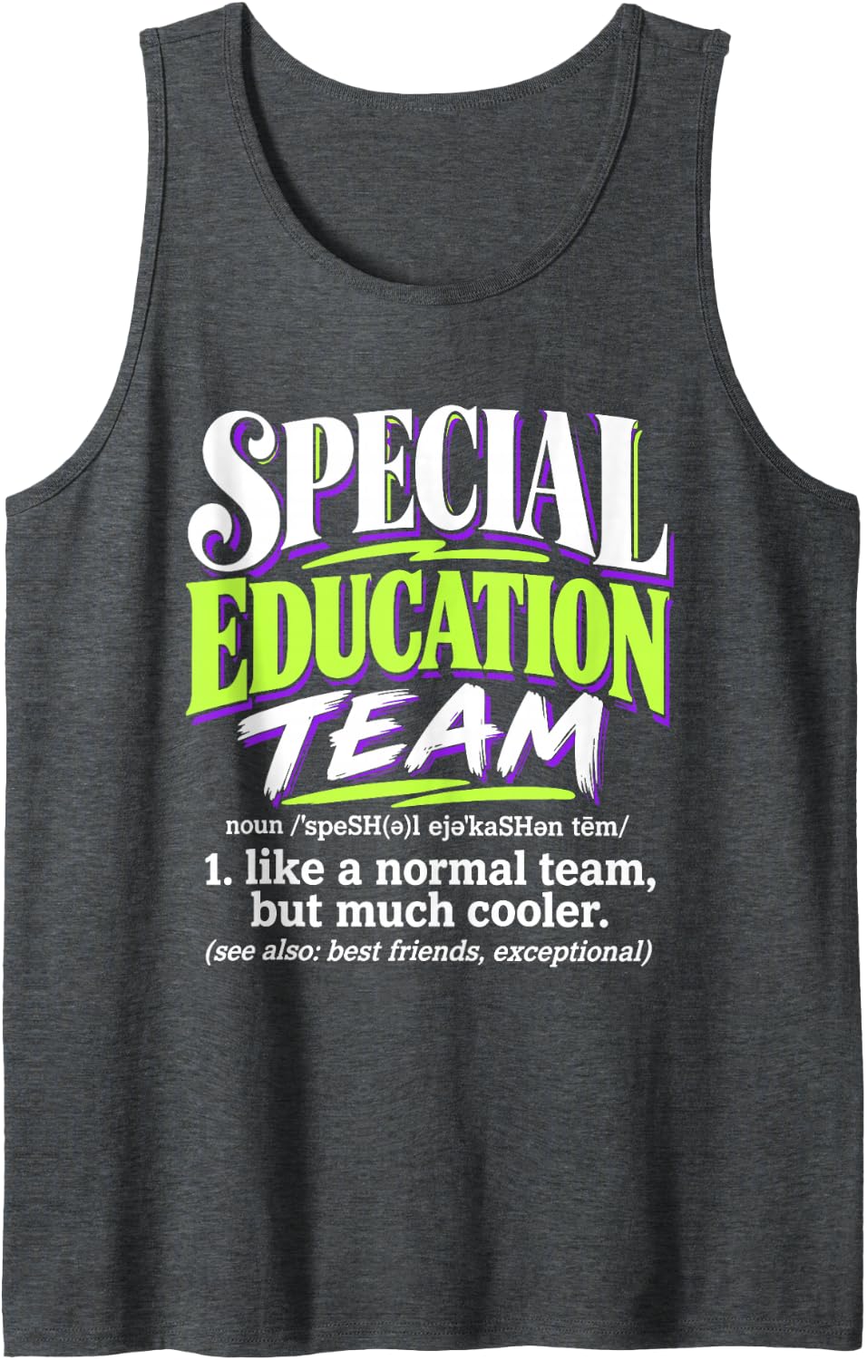 Special Education Team Definition Retro Ed Team Crew Teacher Sleeveless Tank Top - Dark Heather Grey