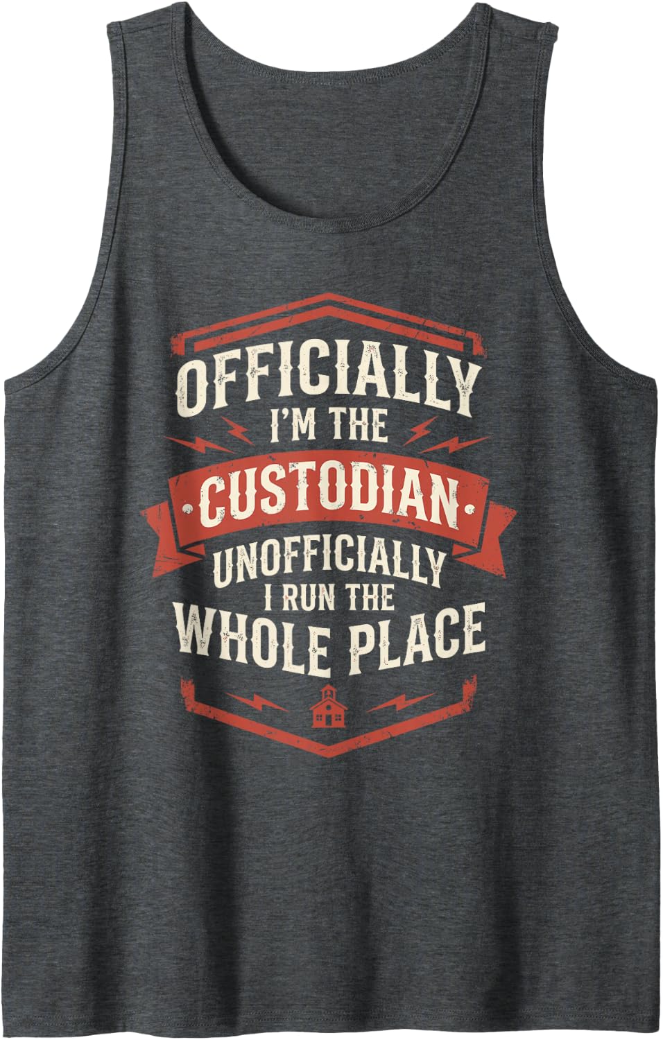 School Custodian Appreciation Sleeveless Tank Top - Dark Heather Grey