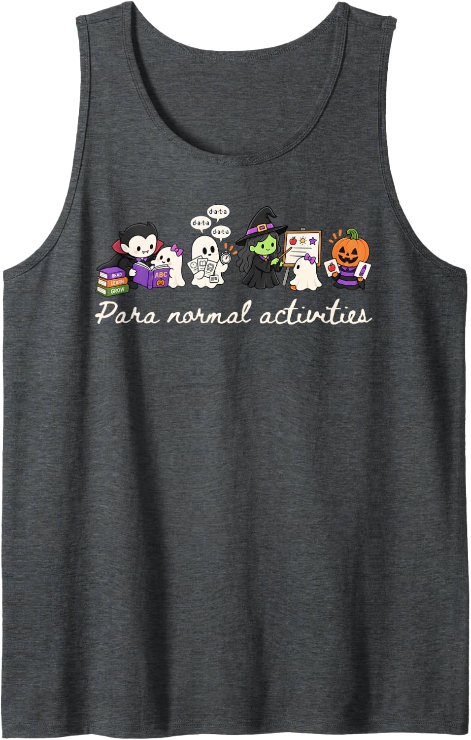 Halloween Teacher para Normal Activities Ghost Pumpkin Witch Sleeveless Tank Top - Dark Heather Grey