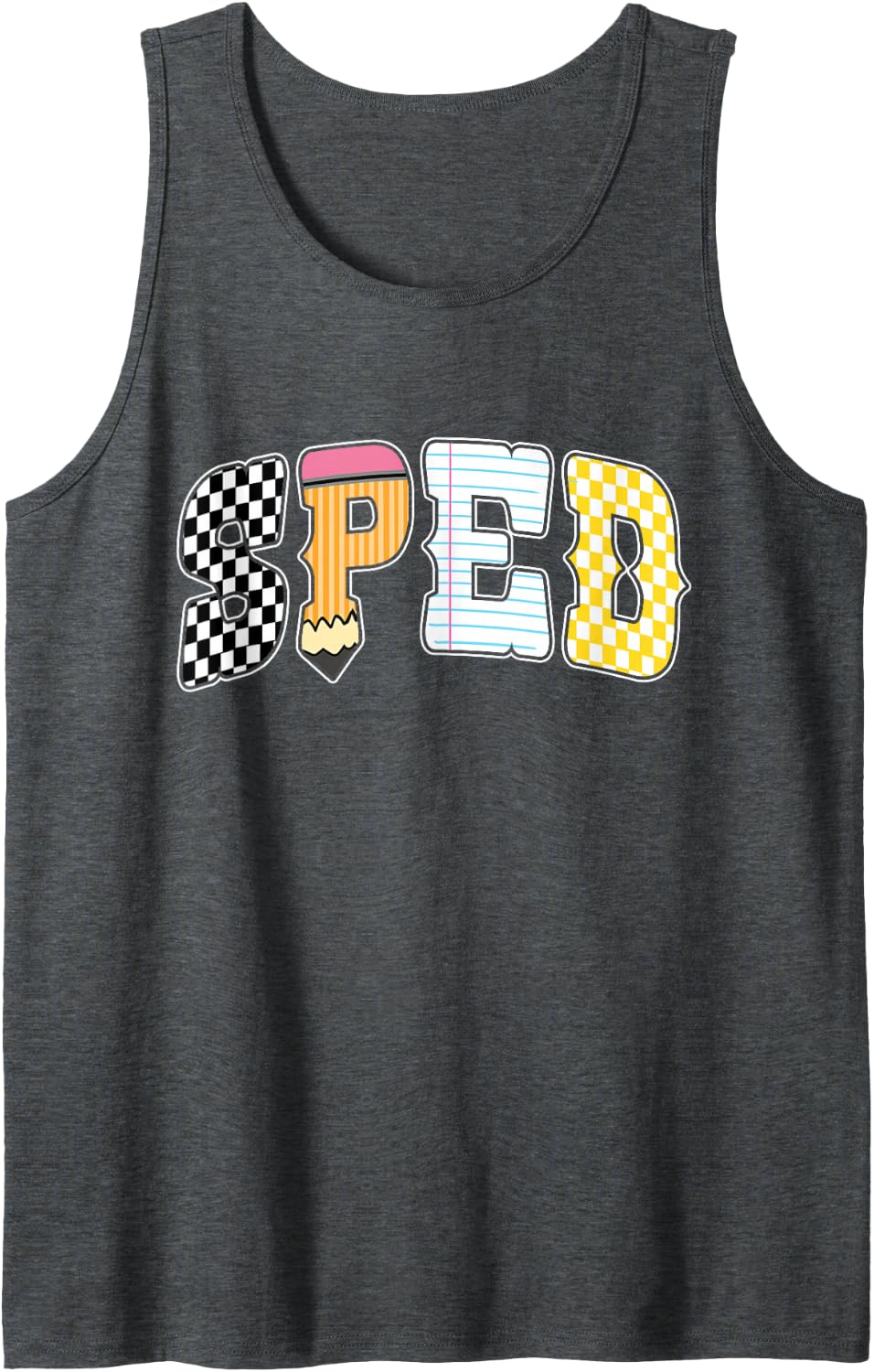 SPED Special Education Teacher Appreciation Neurodiversity Sleeveless Tank Top - Dark Heather Grey