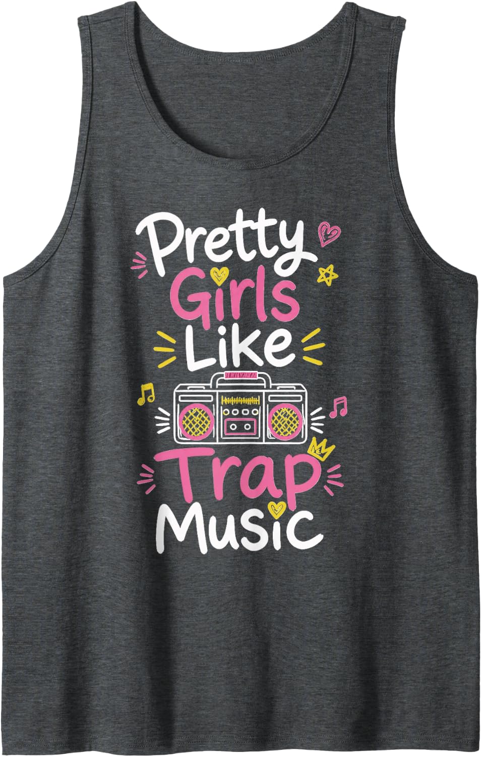 Girls Trap Music Sleeveless Tank Top - Dark Heather Grey