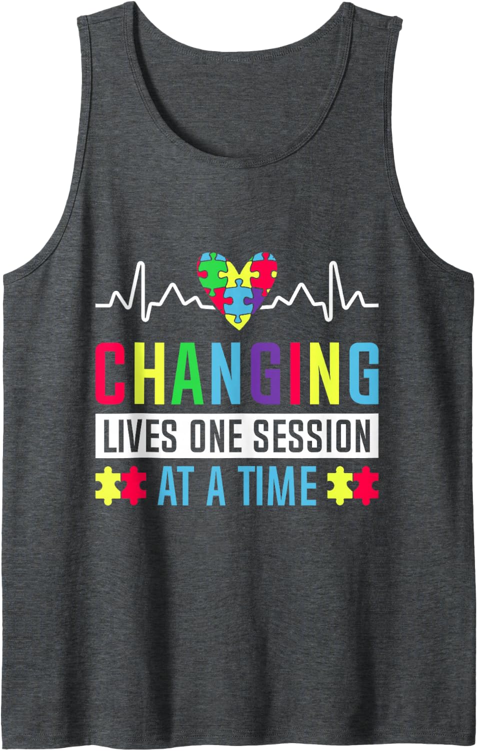 Changing Lives One Session At A Time Sleeveless Tank Top - Dark Heather Grey