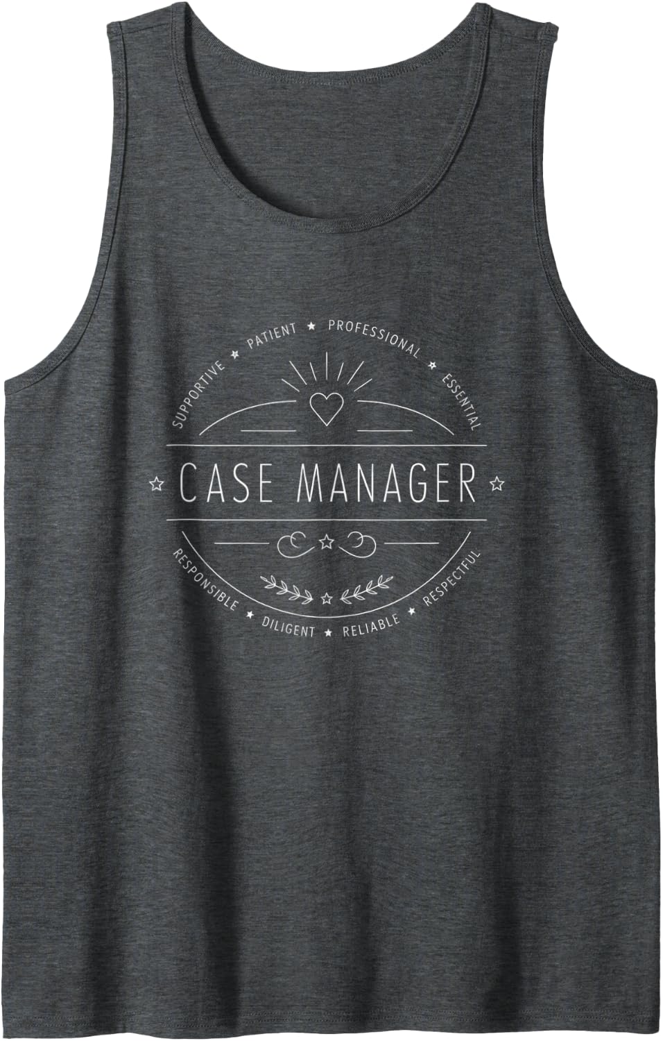 Appreciation for Case Manager Social Worker Month Sleeveless Tank Top - Dark Heather Grey