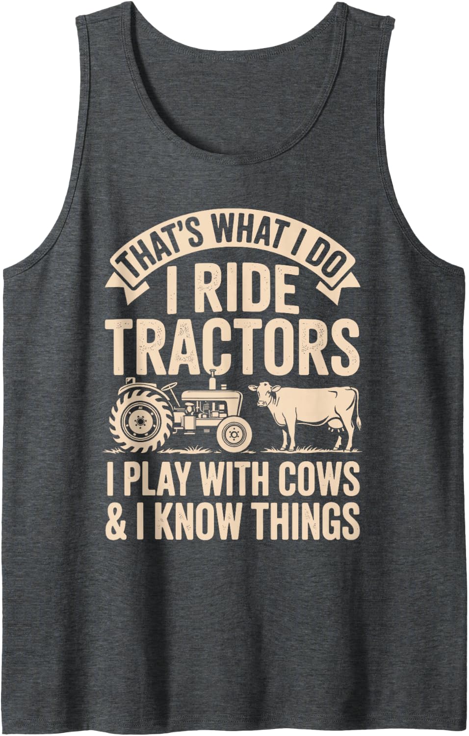 Funny Tractor Art for Men Women Kids Farm Tractor Lovers Sleeveless Tank Top - Dark Heather Grey