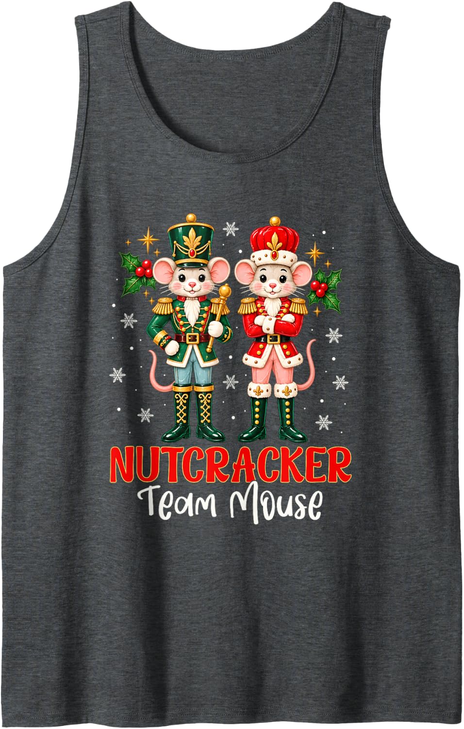 Team Mouse Nutcracker Christmas Dance Funny Xmas Soldier Sleeveless Tank Top - Dark Heather Grey