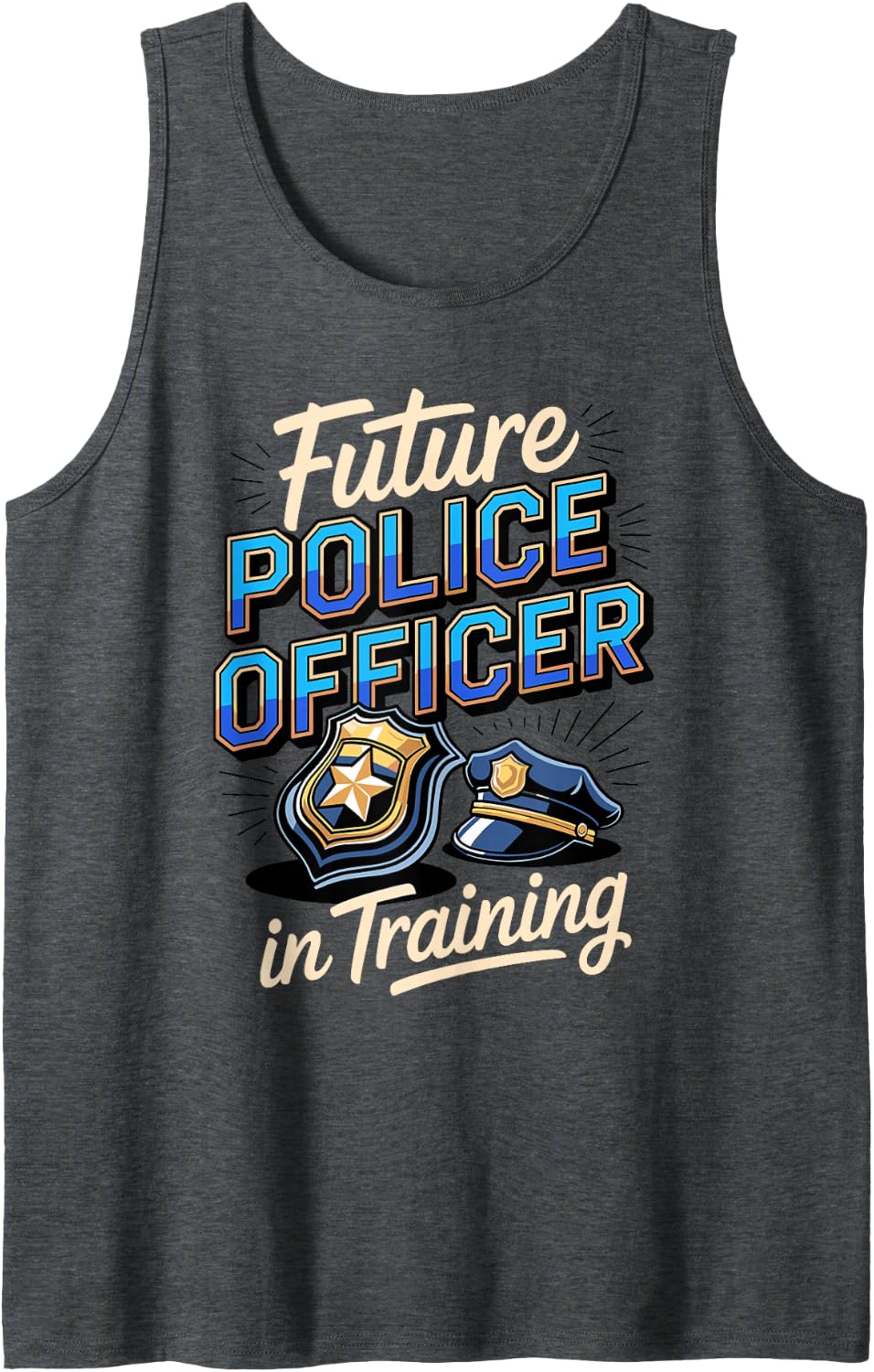 Future Police Officer in Training Law Enforcement Sleeveless Tank Top - Dark Heather Grey