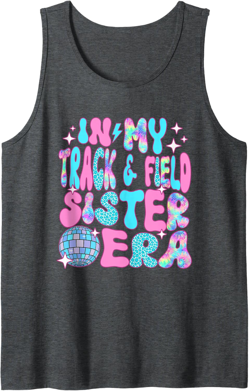 Disco in My Track and Field Sister Era Sleeveless Tank Top - Dark Heather Grey