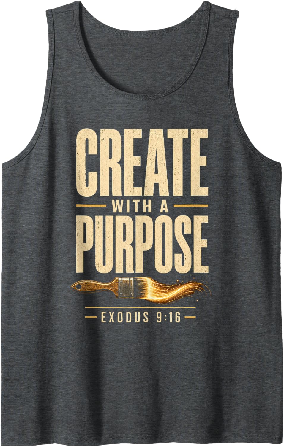 Christian Artist Gift Create with A Purpose Exodus 9:16 Sleeveless Tank Top - Dark Heather Grey