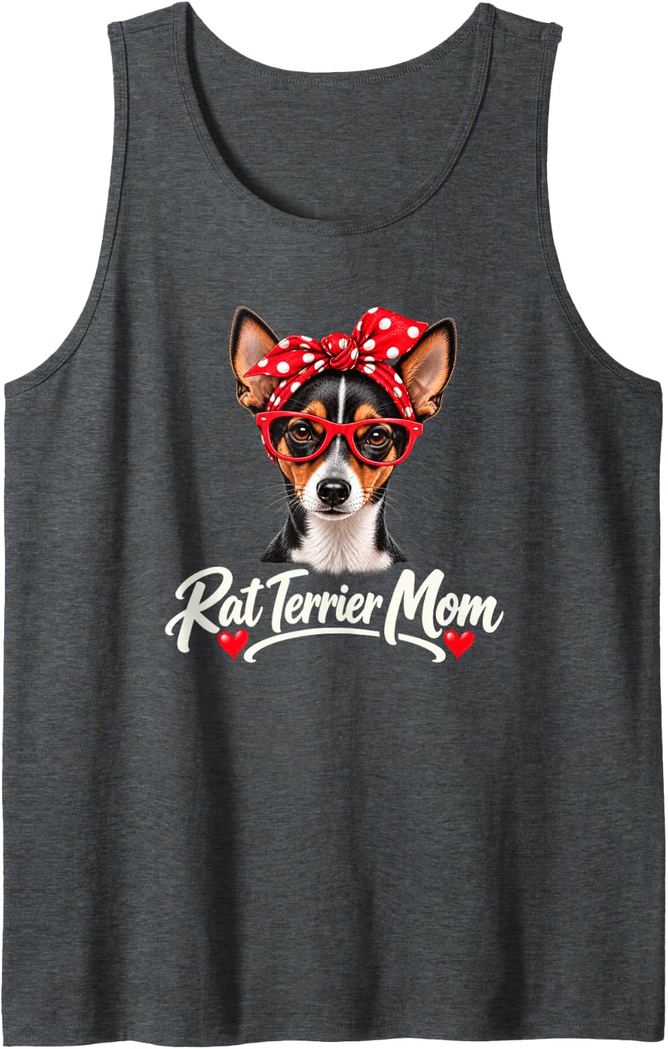 Rat Terrier Mom Cute Rat Terrier Dog Lover Sleeveless Tank Top - Dark Heather Grey