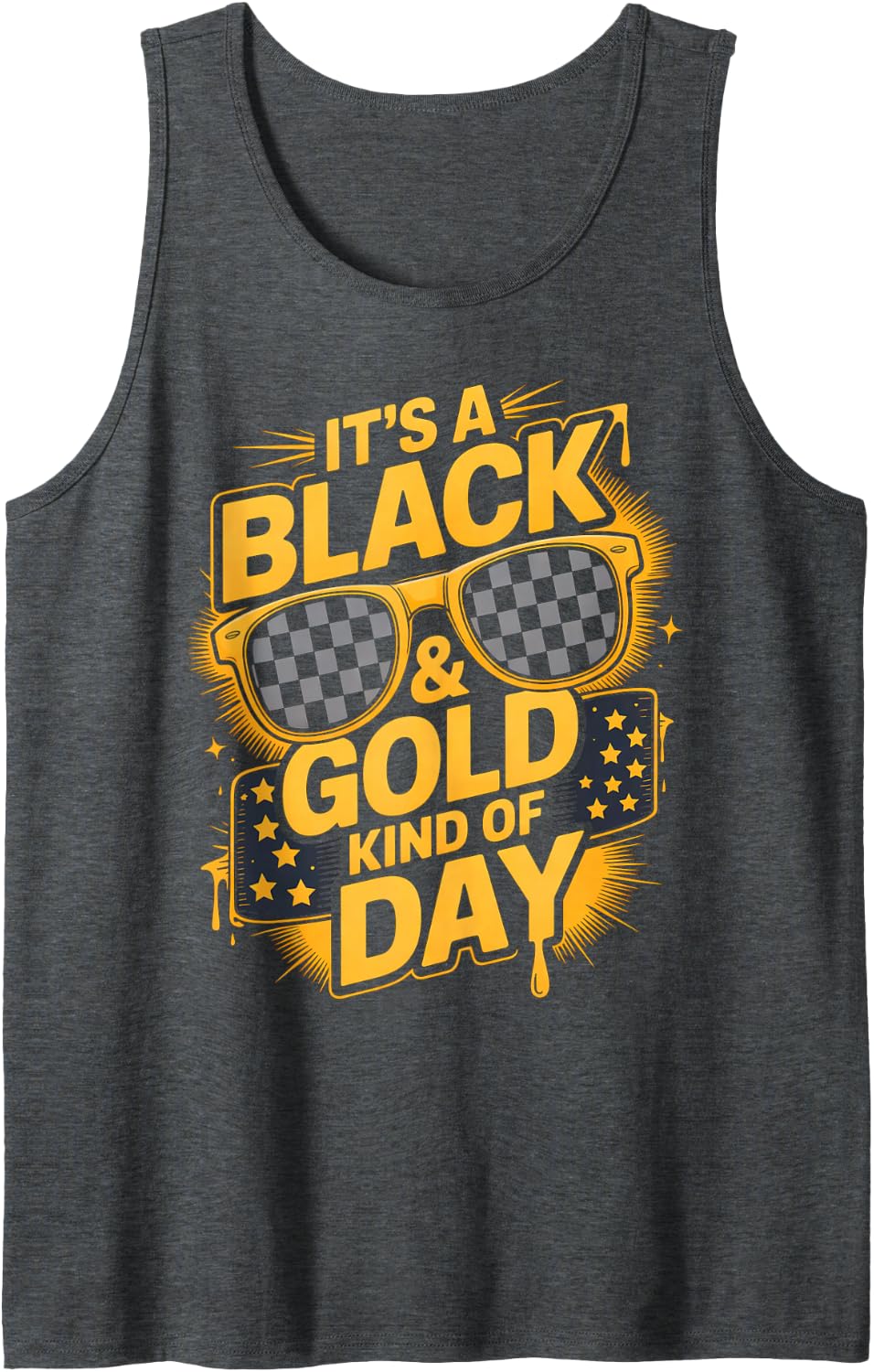 Retro It's Black Gold Kinda Day High School Field Squad Sleeveless Tank Top - Dark Heather Grey