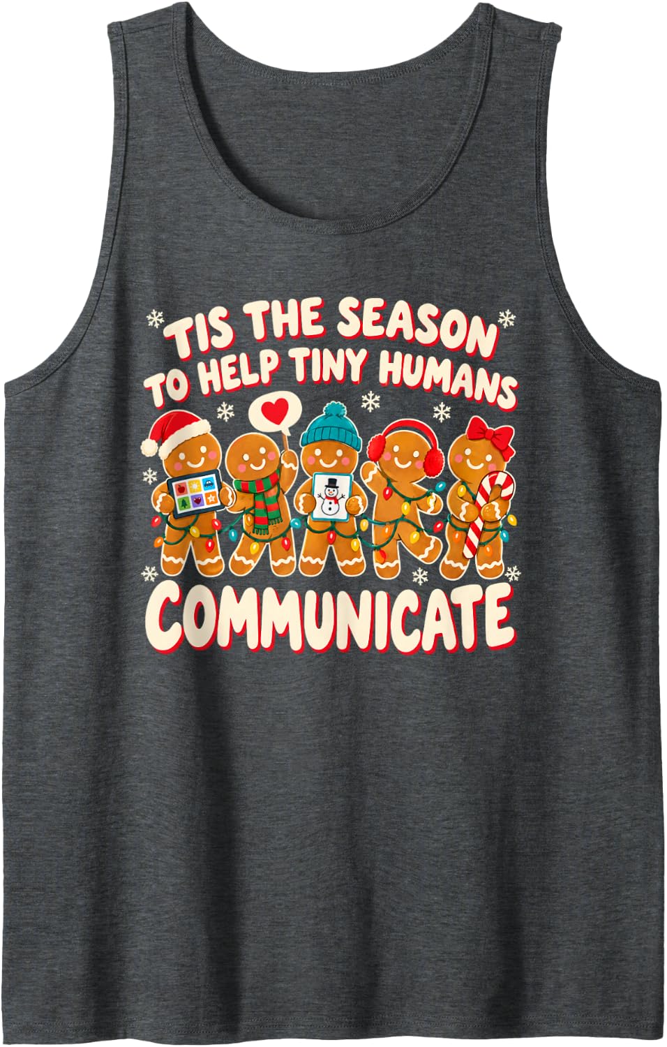 Tis The Season to Help Tiny Humans SLP Christmas Sleeveless Tank Top - Dark Heather Grey