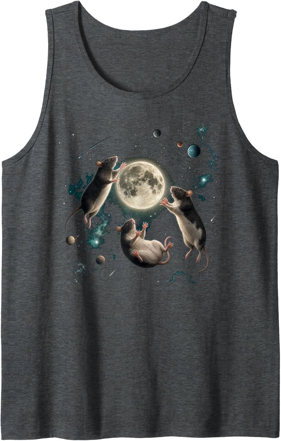 Rats Reaching for the Full Moon Sleeveless Tank Top - Dark Heather Grey