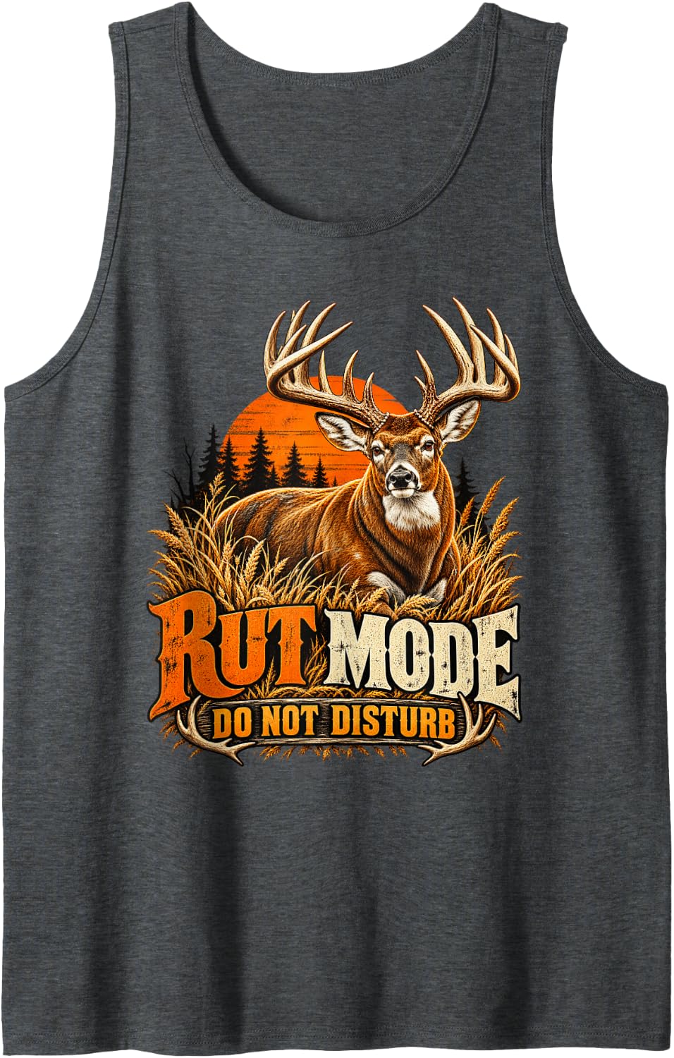 Whitetail Deer Hunting Rut Season Buck Vintage Outdoors Sleeveless Tank Top - Dark Heather Grey