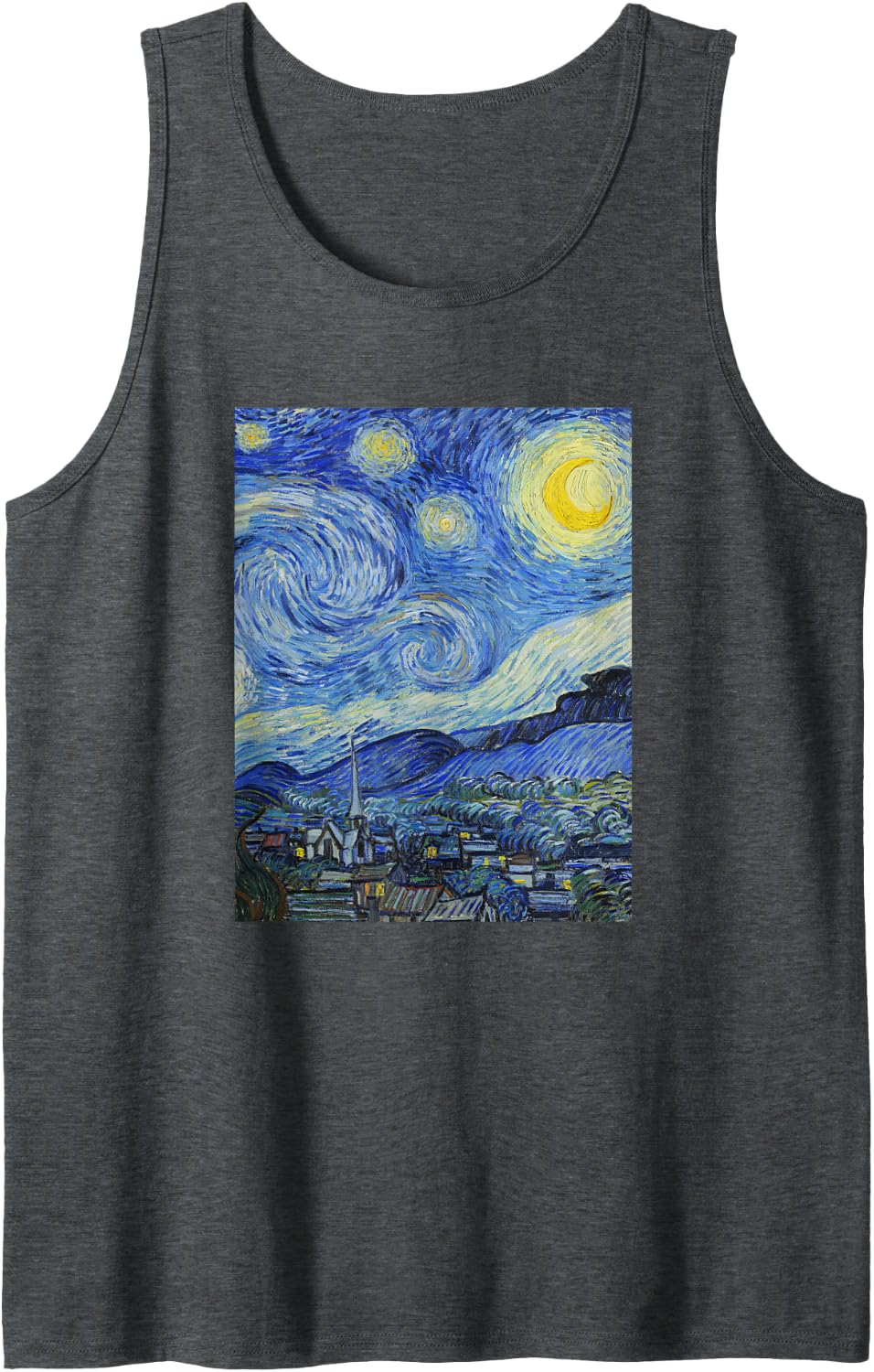 Van Gogh Starry Night Art for Artists Sleeveless Tank Top - Dark Heather Grey