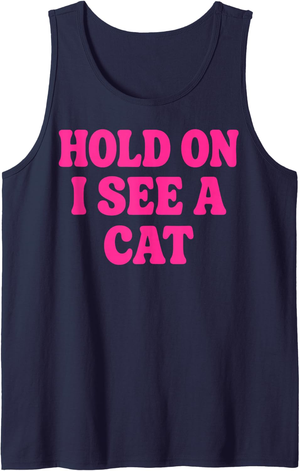 Hold On I See A Cat Sleeveless Tank Top - Navy Blue
