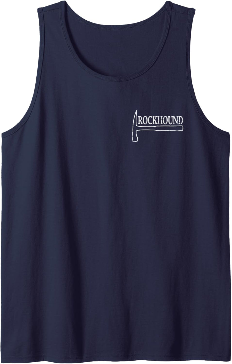 Distressed Rockhound with Rock Pick Graphic Sleeveless Tank Top - Navy Blue