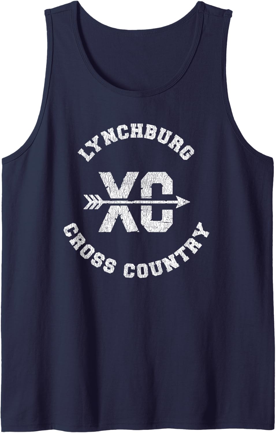 Lynchburg Cross Country Retro Distressed XC Running Tank Top - Navy Blue