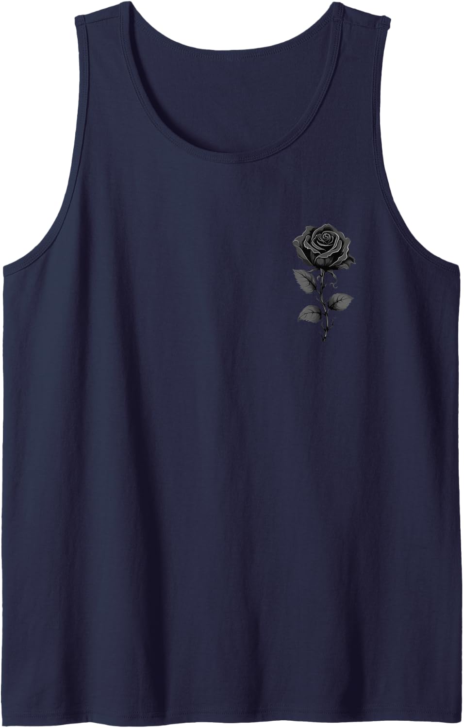 Black Rose Graphic Tank Top - Navy Blue