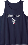 Best Man Skull Roses Gothic Goth Bride Wedding Tank Top - Navy Blue