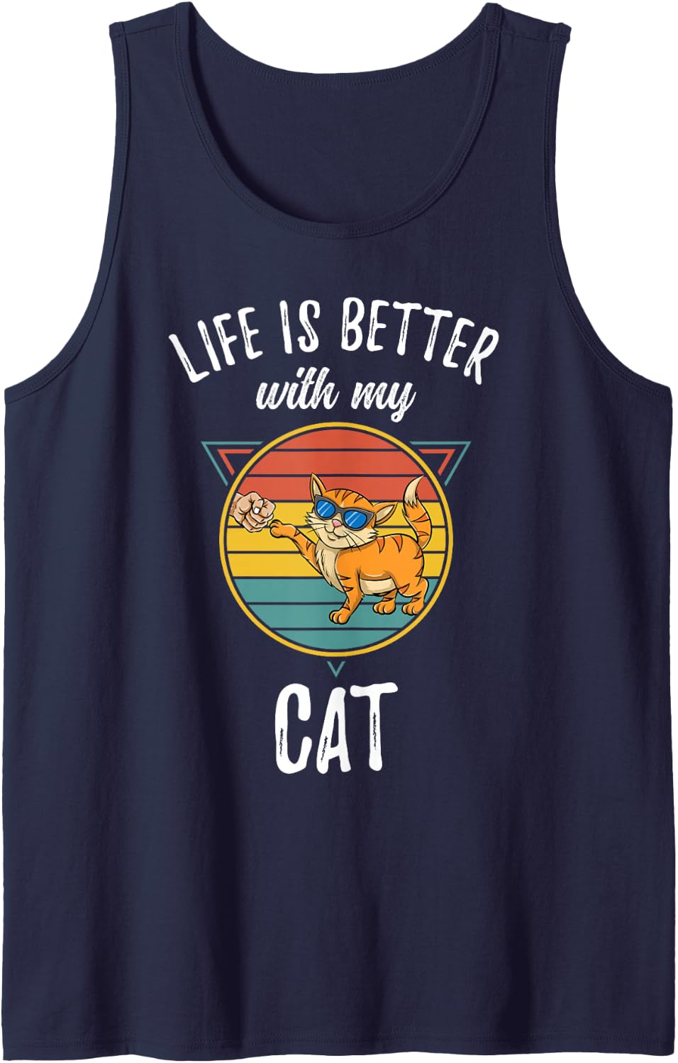 Life is Better with My Cat Dad Sleeveless Tank Top - Navy Blue