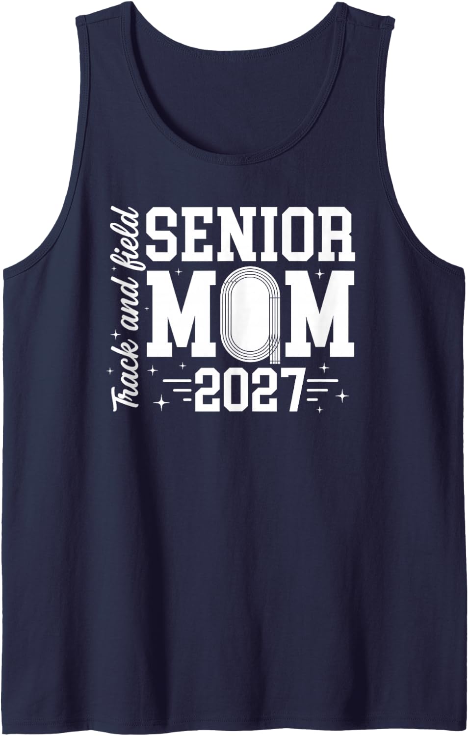 Track and Field Senior Mom 2027 Track Senior Mama 2027 Sleeveless Tank Top - Navy Blue