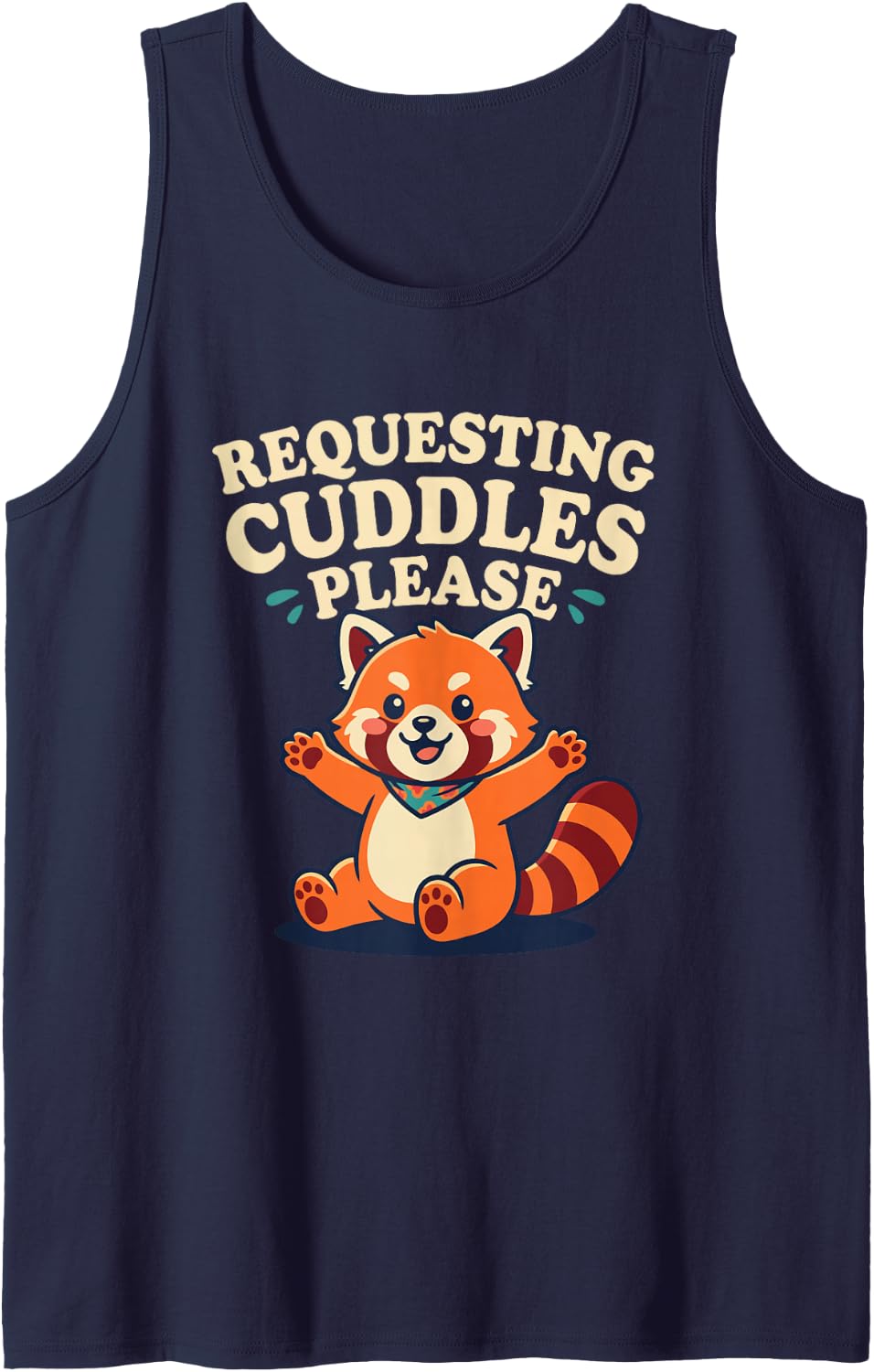 Cute Red Panda Lover Requesting Cuddles Red Panda Enthusiast Sleeveless Tank Top - Navy Blue
