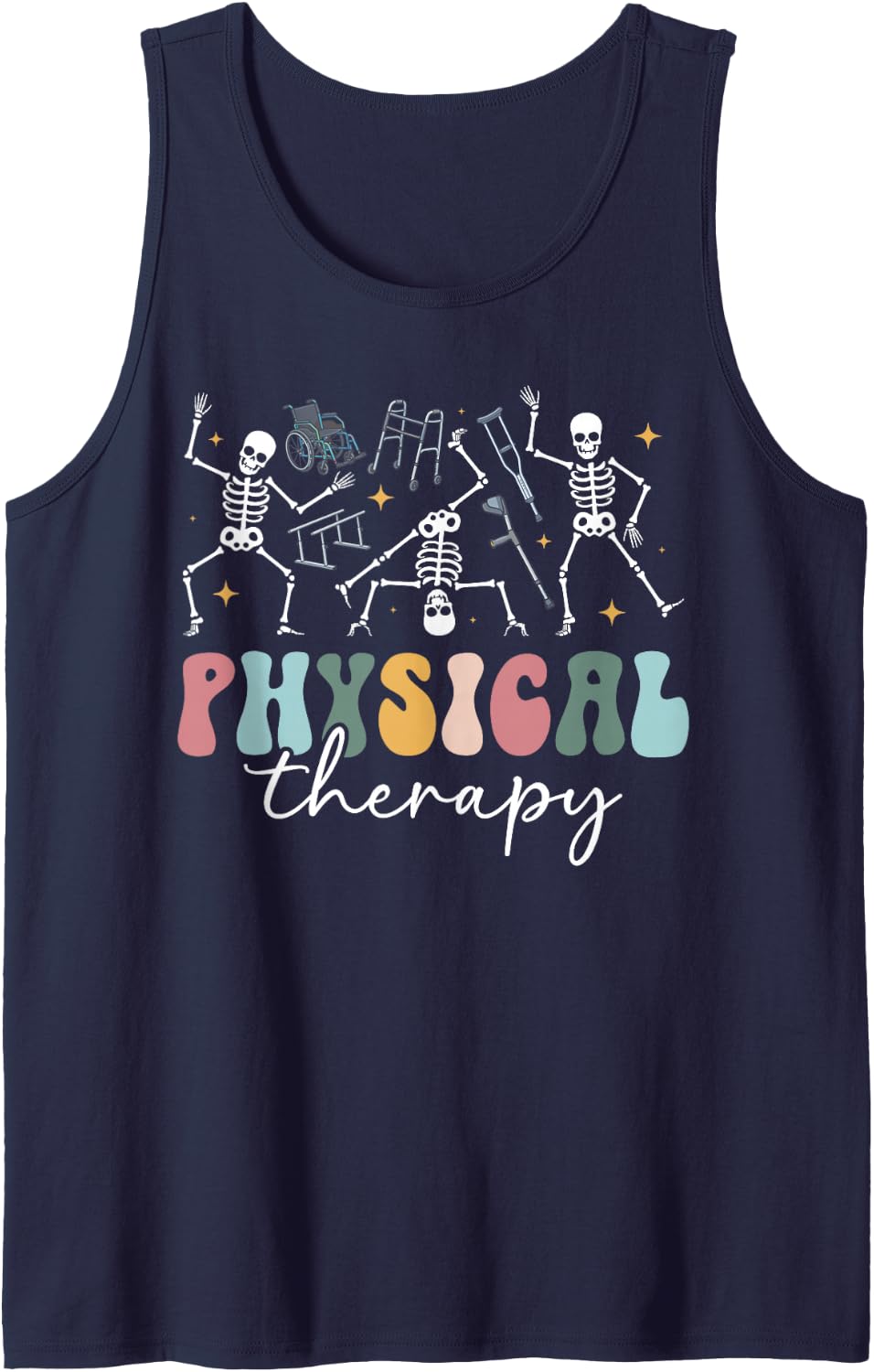 Physical Therapy Groovy PT Therapist Physical Therapist Sleeveless Tank Top - Navy Blue