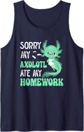 Sorry My Axolotl Ate My Homework School Axolotls Sleeveless Tank Top - Navy Blue
