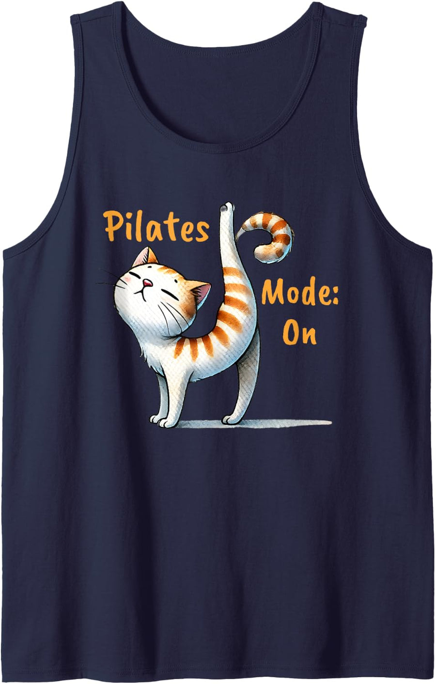 Cat Mom PILATES MODE ON Funny Cats Yoga Tank Top - Navy Blue