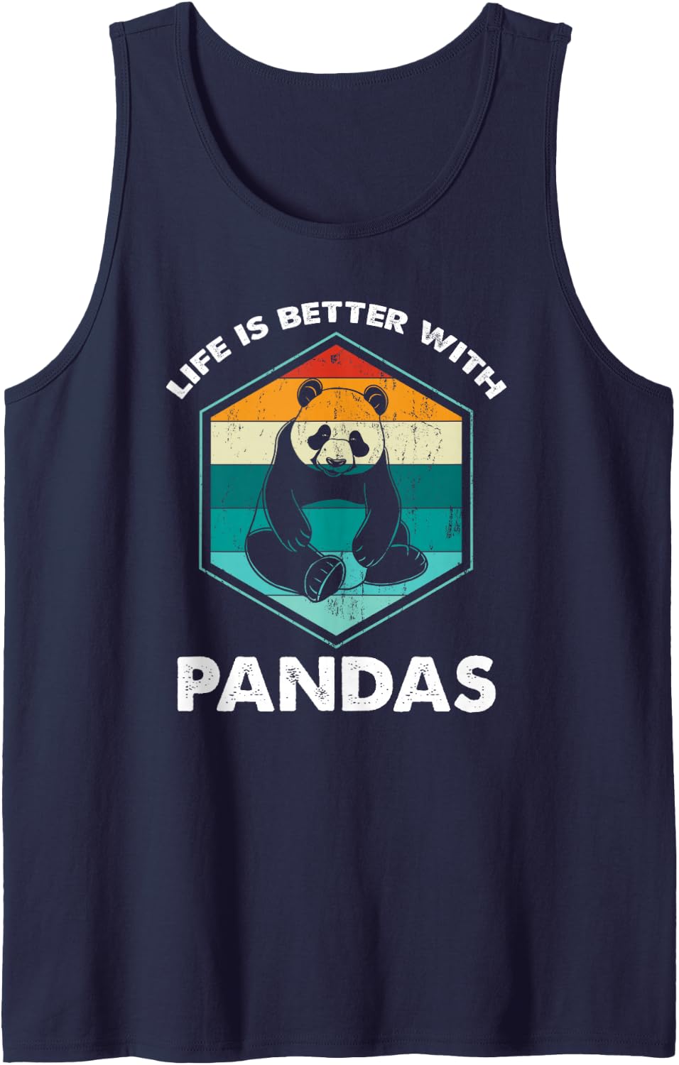 Life is Better with Pandas Vintage Sleeveless Tank Top - Navy Blue